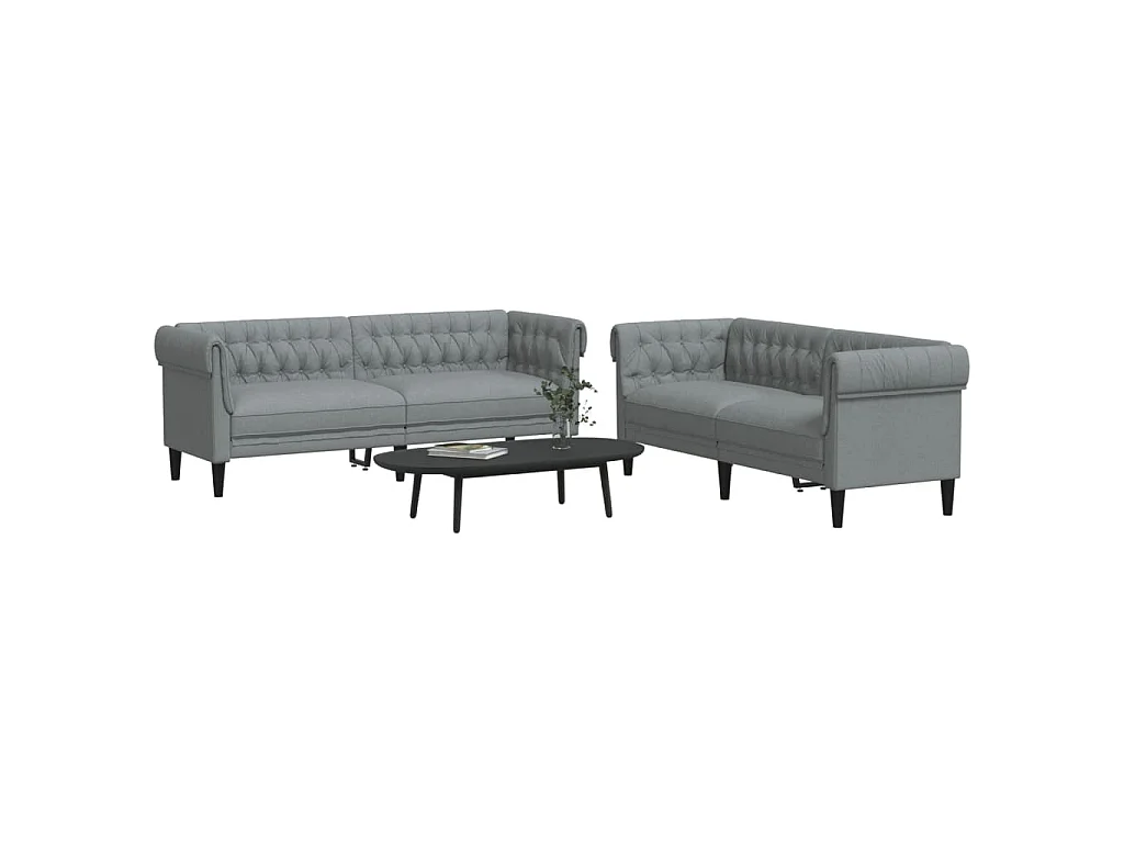 Ensemble de canapés 2 pcs gris clair tissu