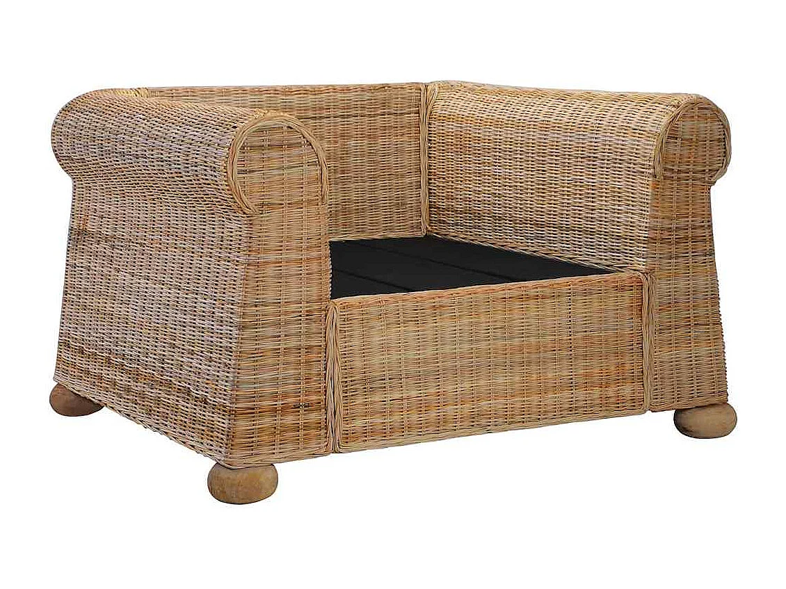 Ensemble de canapés 3 pcs avec coussins Rotin naturel