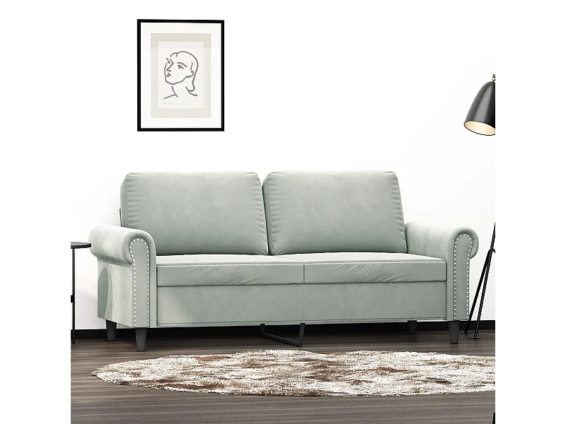 2-Sitzer-Sofa Hellgrau 140 cm Samt