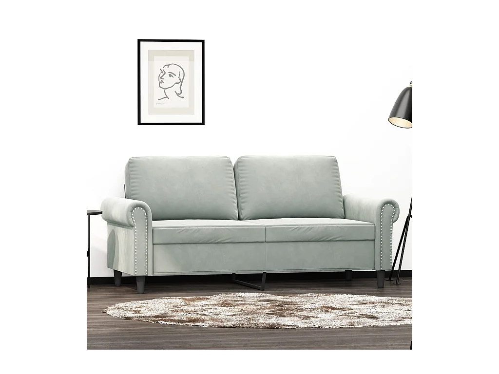 Canapé à 2 places Gris clair 140 cm Velours