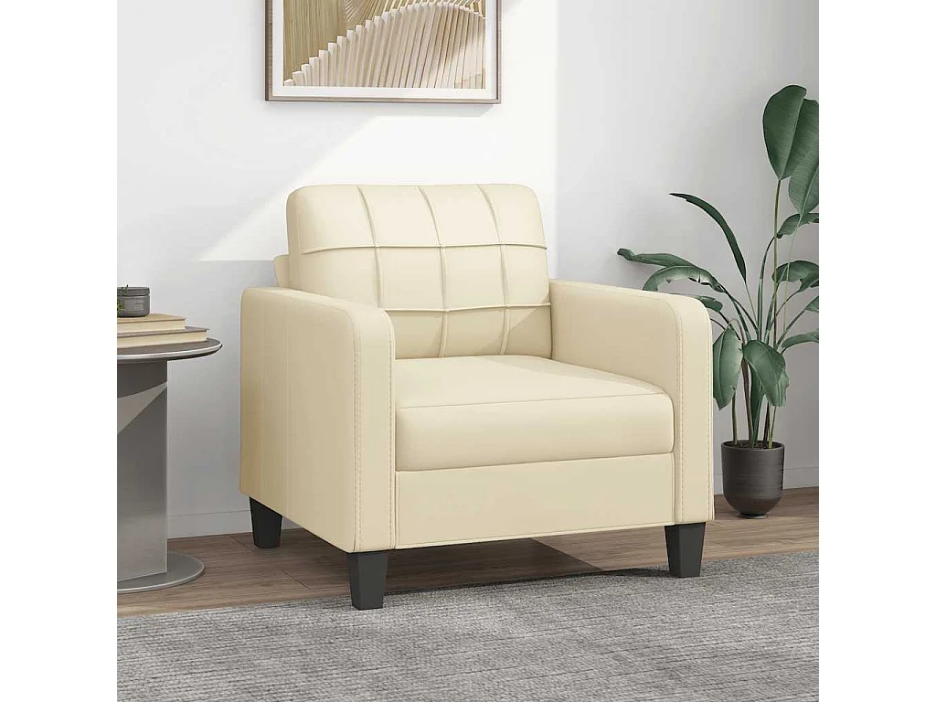 Sessel Creme 60 cm Kunstleder