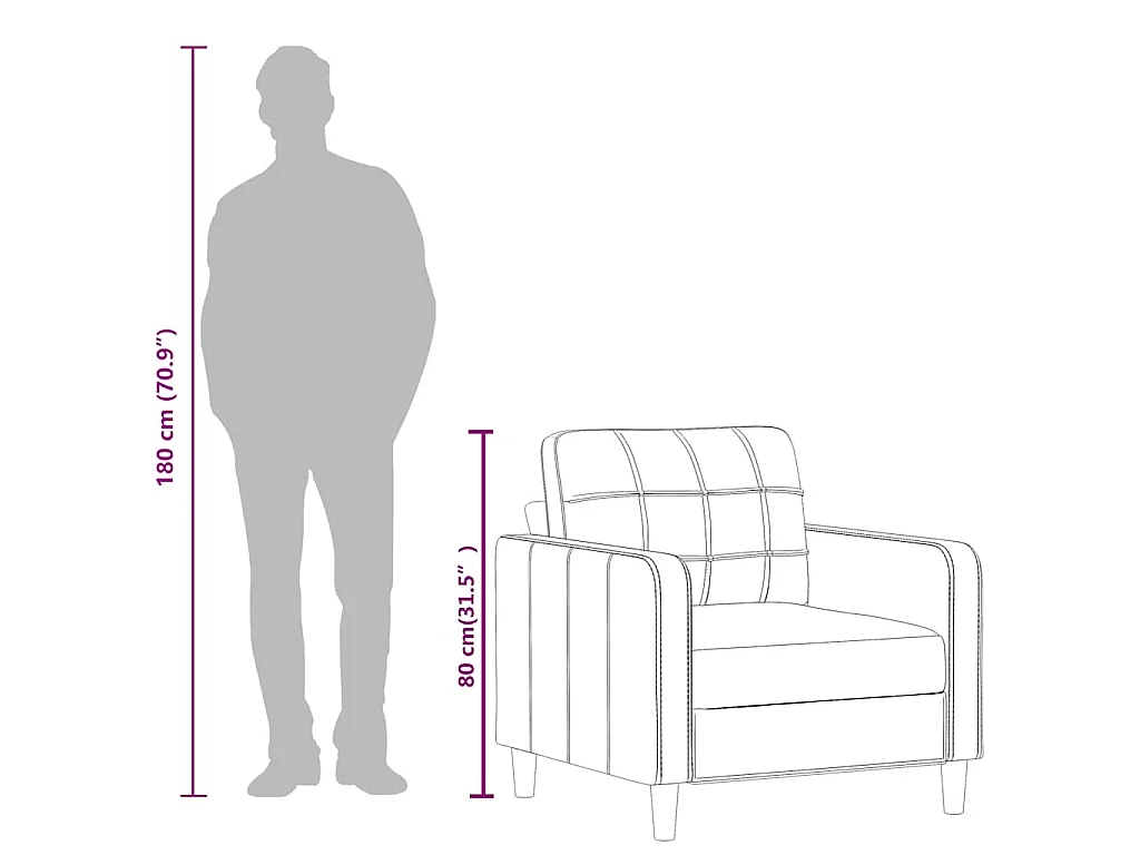 Sessel Creme 60 cm Kunstleder