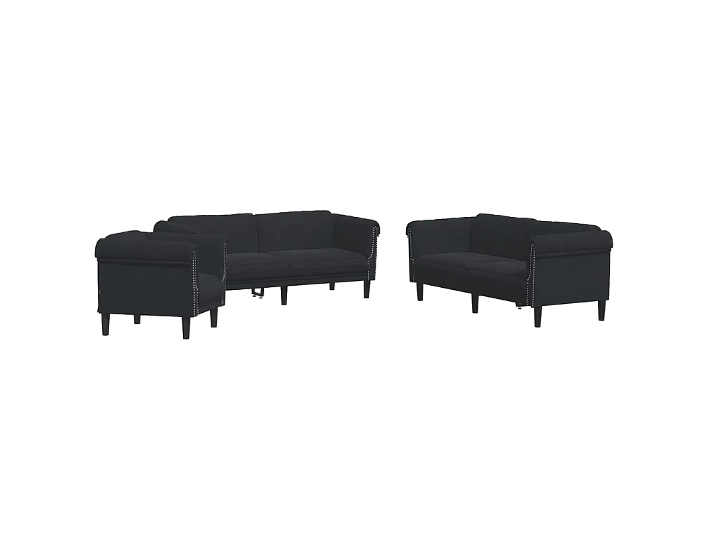 Ensemble de canapés 3 pcs noir velours
