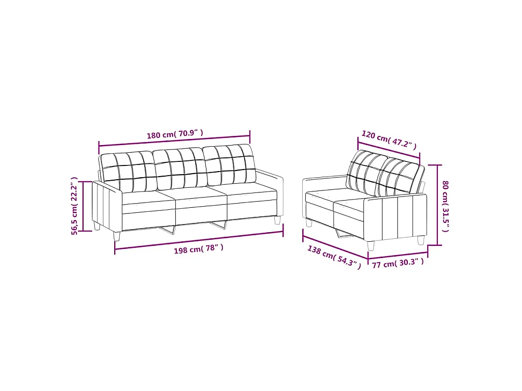 Ensemble de canapés 2 pcs avec coussins Cappuccino Similicuir