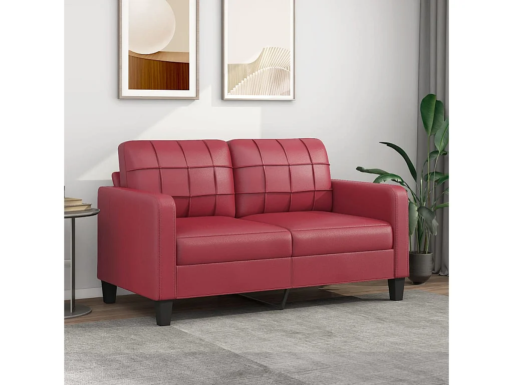 2-Sitzer-Sofa Weinrot 140 cm Kunstleder