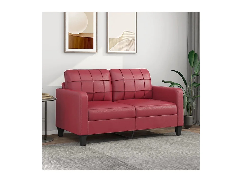 Canapé à 2 places Rouge bordeaux 140 cm Similicuir