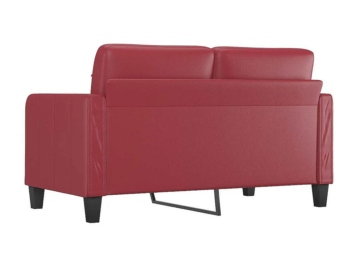 Kanapa 2-osobowa w kolorze bordowym z imitacji skóry 140 cm