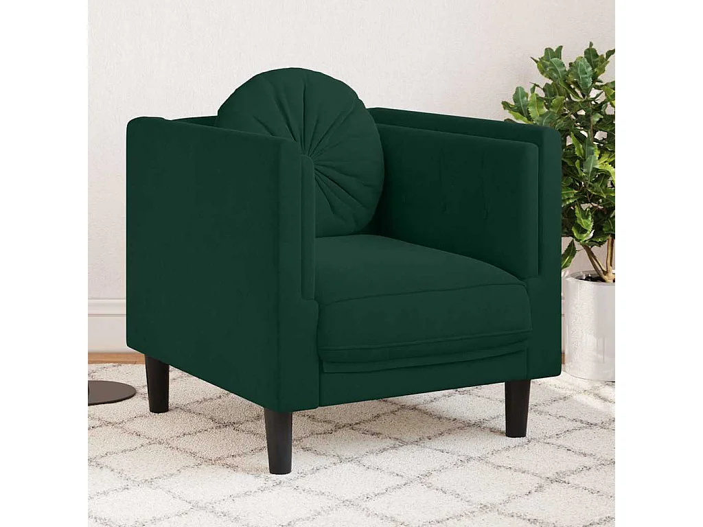 Fauteuil avec coussin vert foncé velours