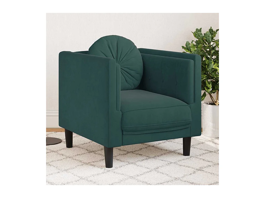 Fauteuil avec coussin vert foncé velours