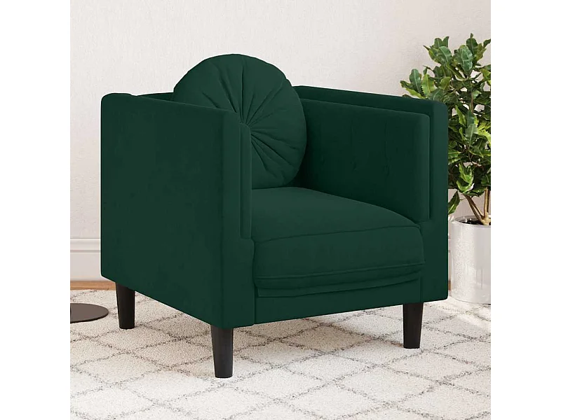 Fauteuil avec coussin vert foncé velours