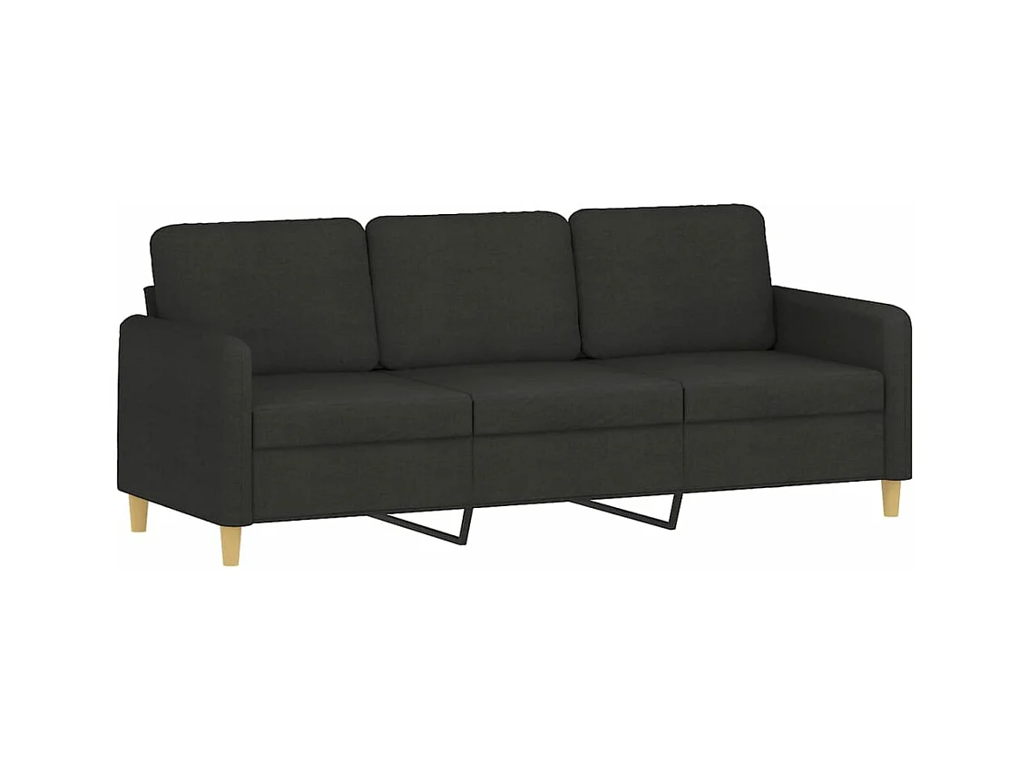 2-tlg. Sofagarnitur mit Kissen Schwarz Stoff