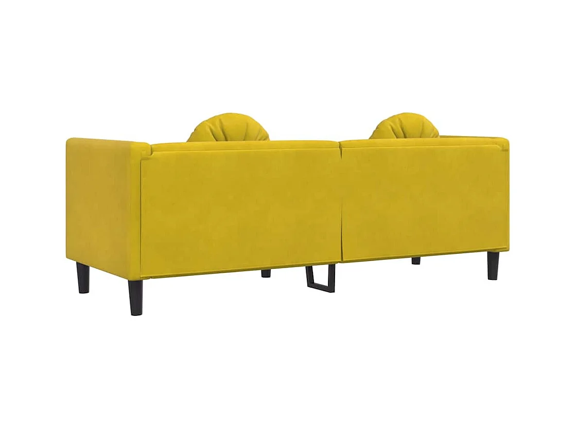 Canapé avec coussins 3 places jaune velours
