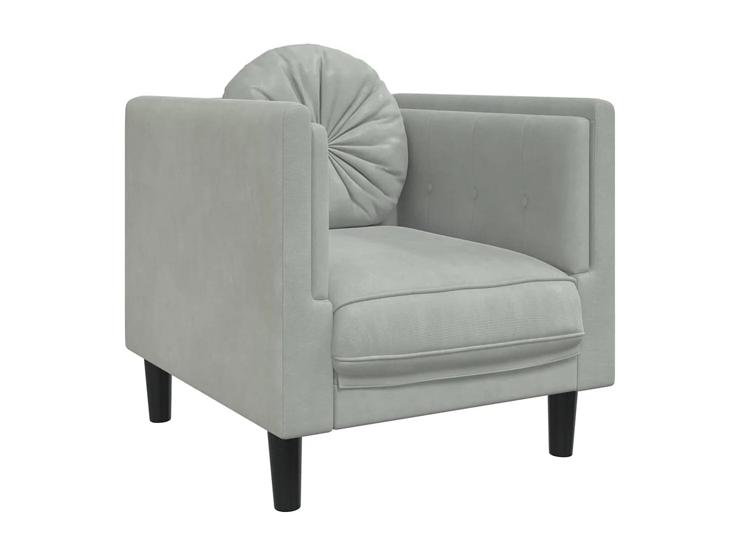3-delige Loungeset met kussens fluweel lichtgrijs