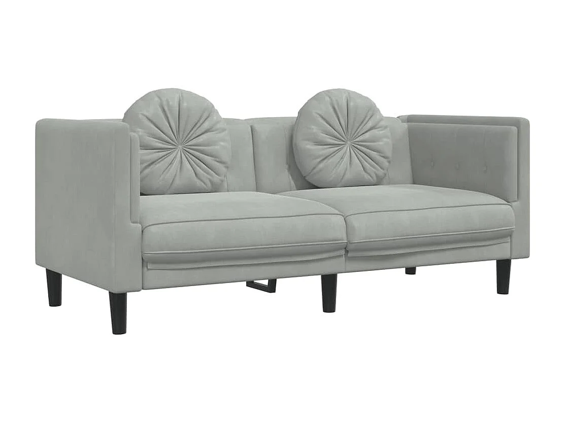 3-delige Loungeset met kussens fluweel lichtgrijs