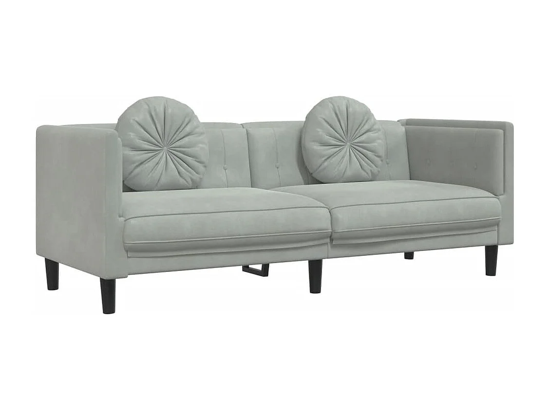 3-delige Loungeset met kussens fluweel lichtgrijs