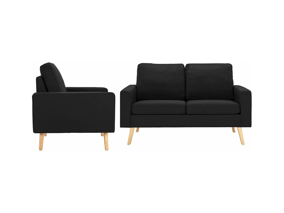 Ensemble de canapés 2 pcs Tissu Noir