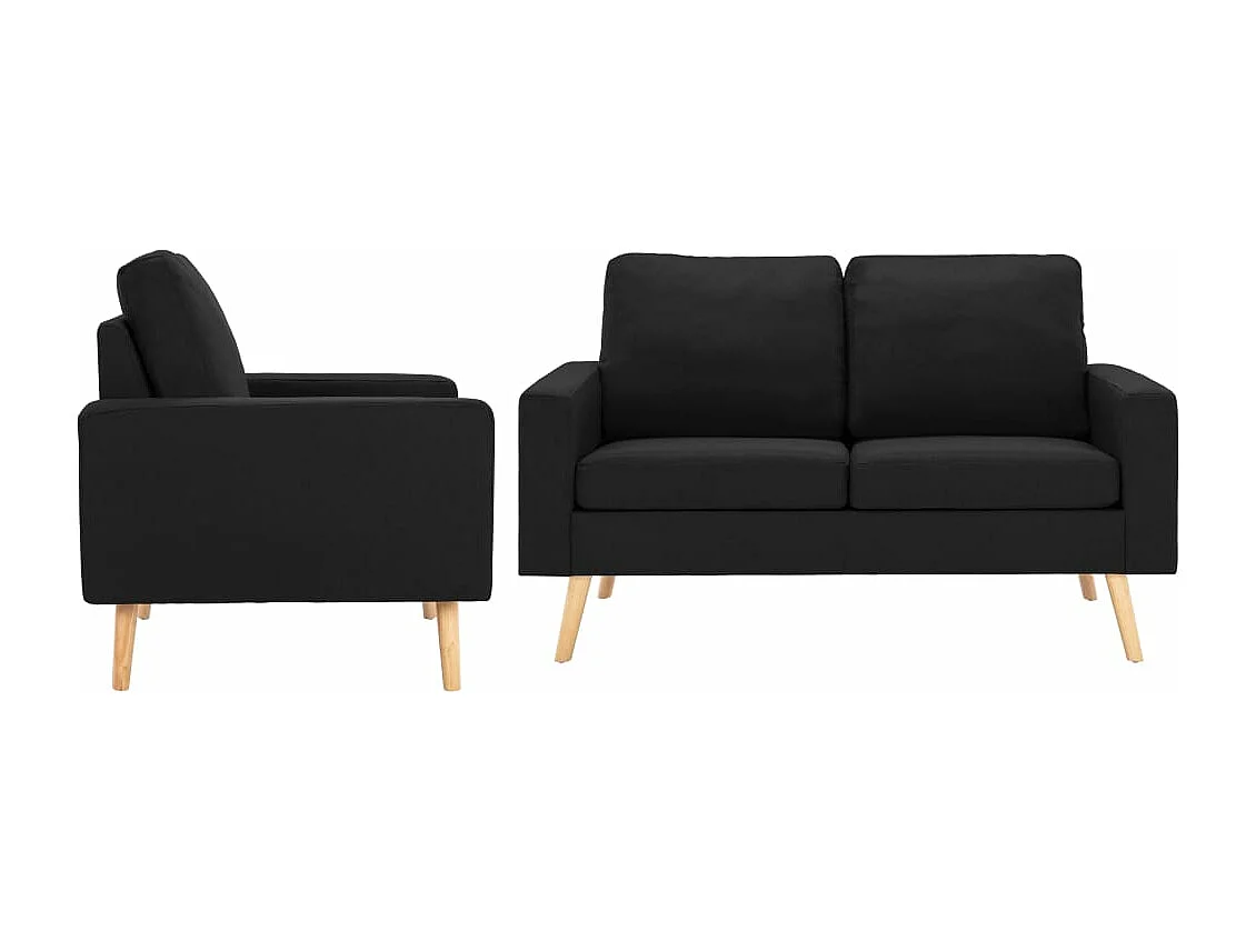 Ensemble de canapés 2 pcs Tissu Noir