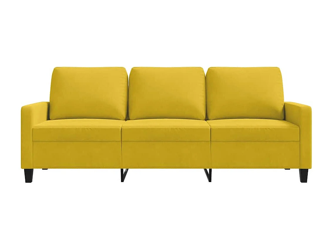 Divano a 3 Posti Giallo 180 cm in Velluto