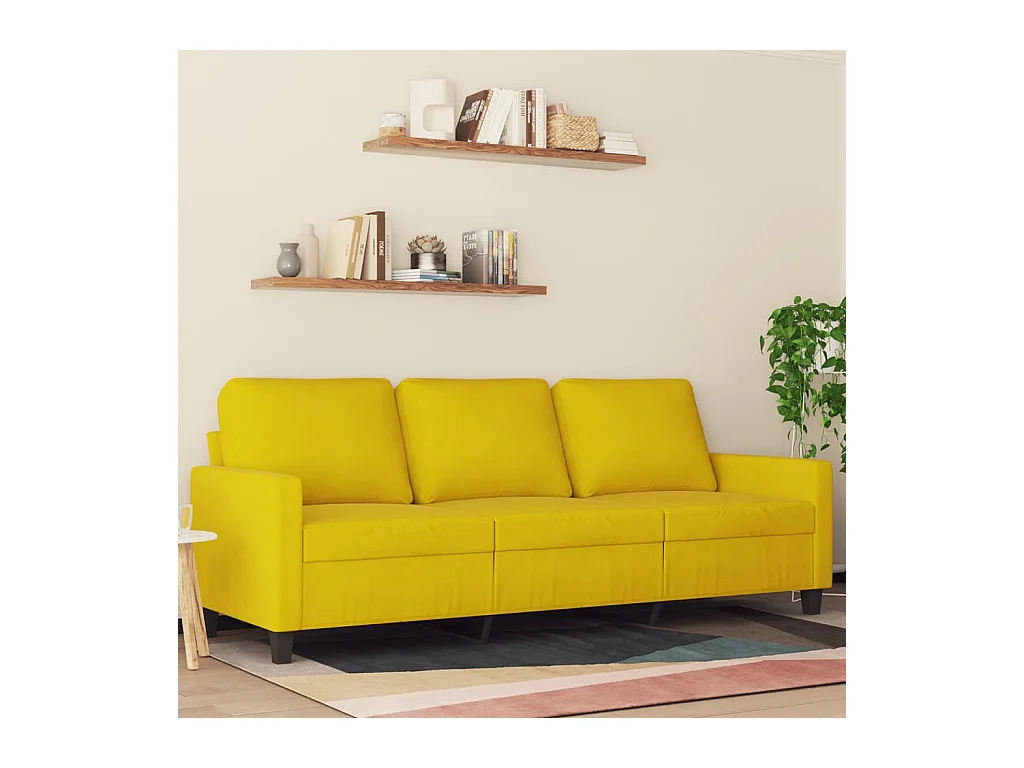 Divano a 3 Posti Giallo 180 cm in Velluto