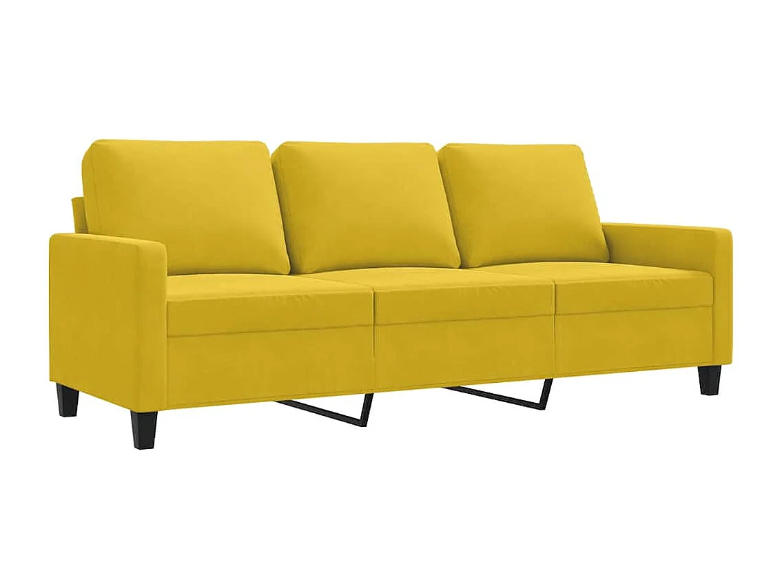 Canapé à 3 places Jaune 180 cm Velours