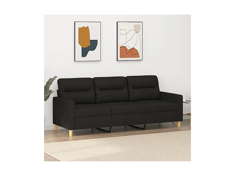 Canapé à 3 places Noir 180 cm Tissu