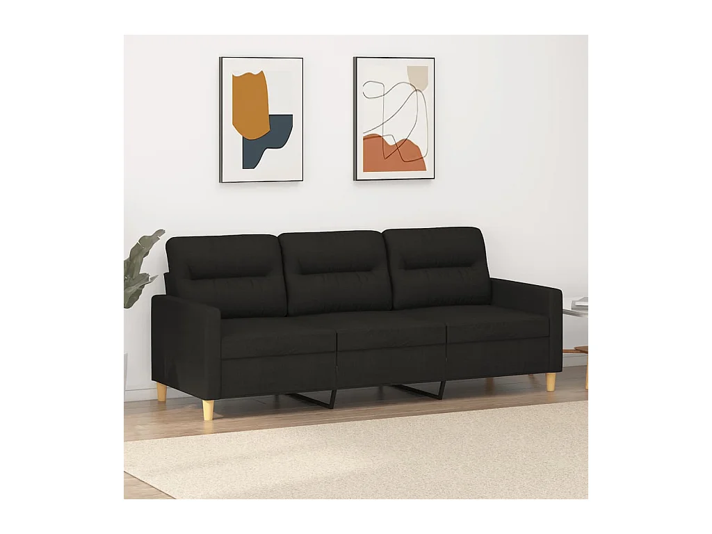 Canapé à 3 places Noir 180 cm Tissu