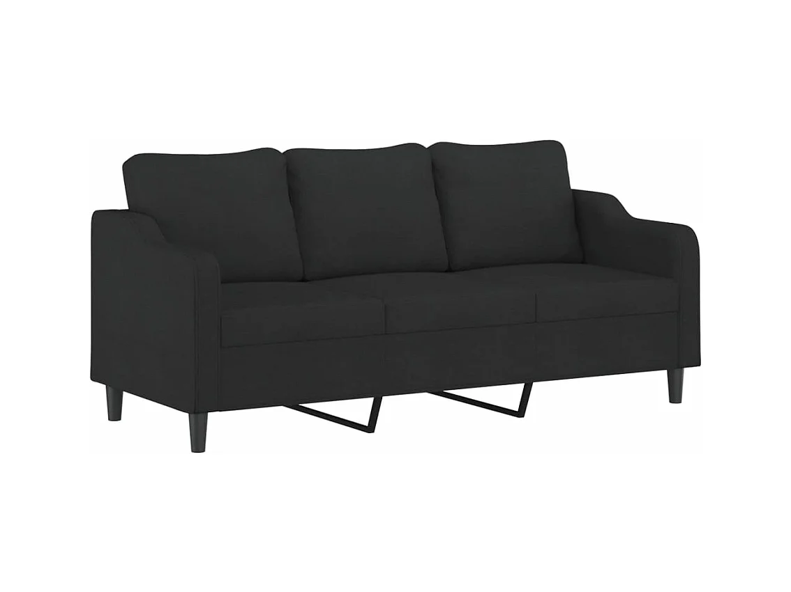 Canapé à 3 places Noir 180 cm Tissu