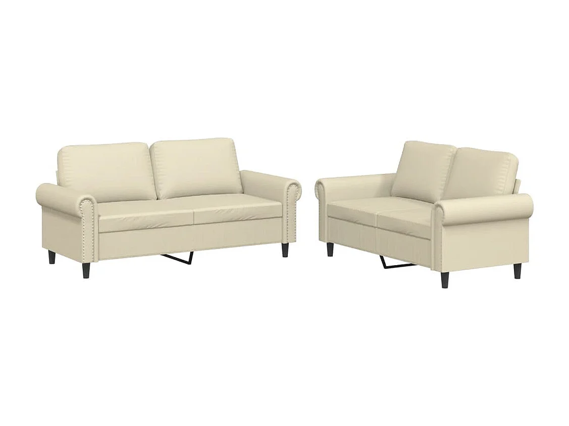 Set di Divani 2 pz con Cuscini crema in Similpelle