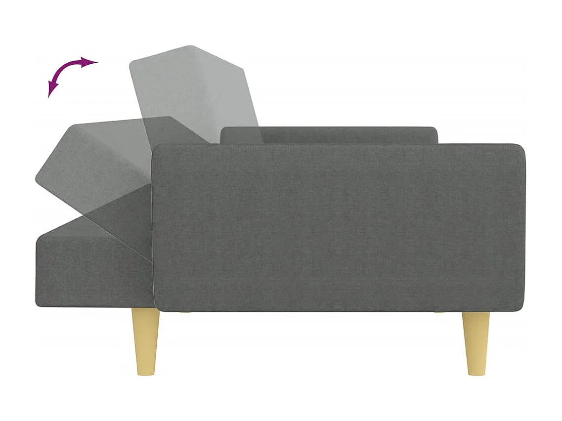 Schlafsofa 2-Sitzer mit Fußhocker Dunkelgrau Stoff