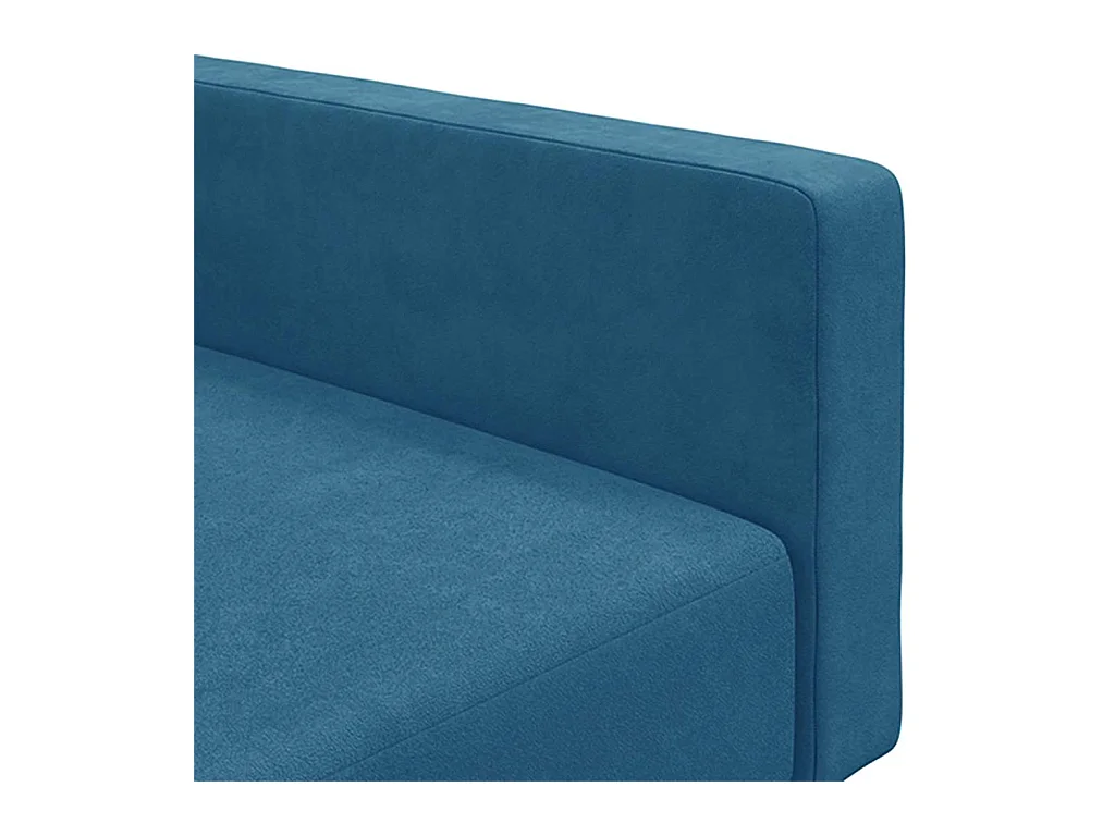 Slaapbank 2-zits met voetenbank fluweel blauw