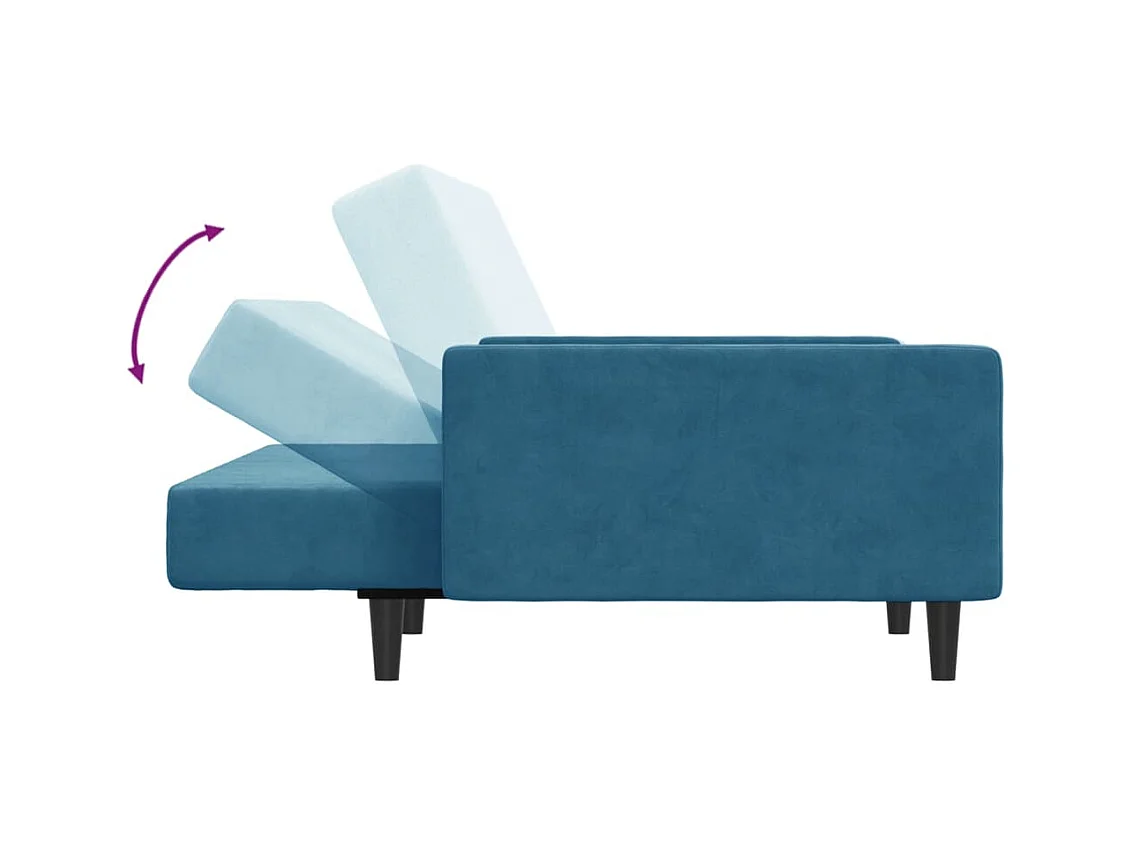 Schlafsofa 2-Sitzer mit Fußhocker Blau Samt