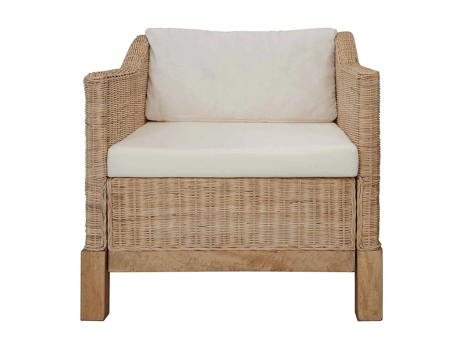 Ensemble de canapés 2 pcs avec coussins Rotin naturel