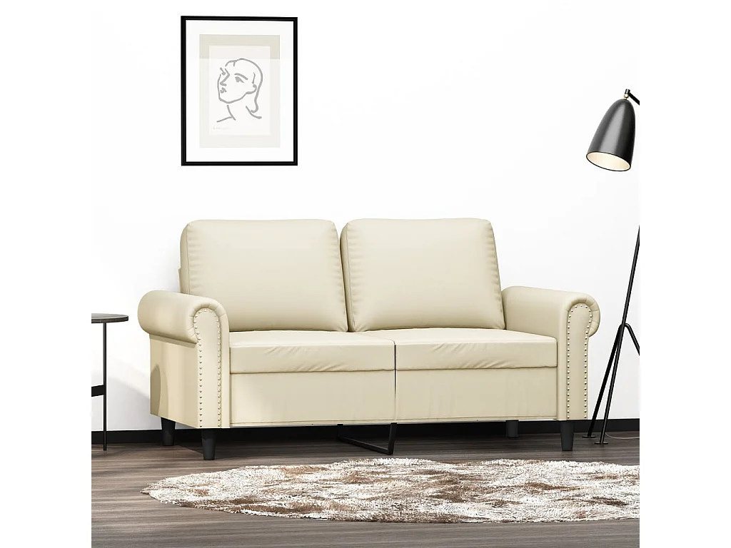 Tweezitsbank 120 cm kunstleer crèmekleurig