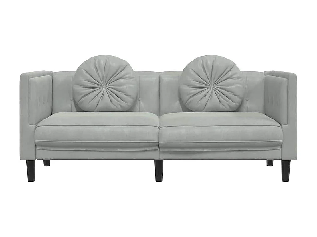 Canapé avec coussins 2 places gris clair velours