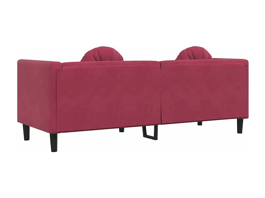 Bank met kussens 3-zits fluweel wijnrood