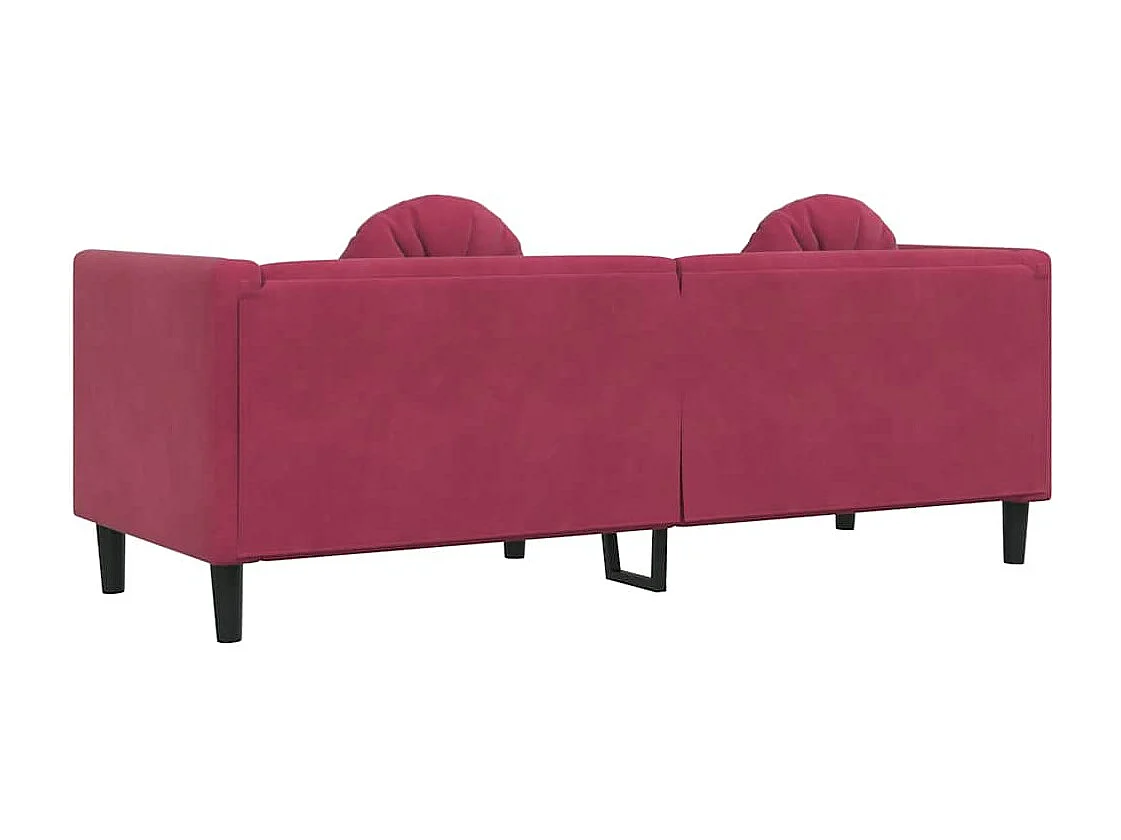 Canapé avec coussins 3 places rouge bordeaux velours