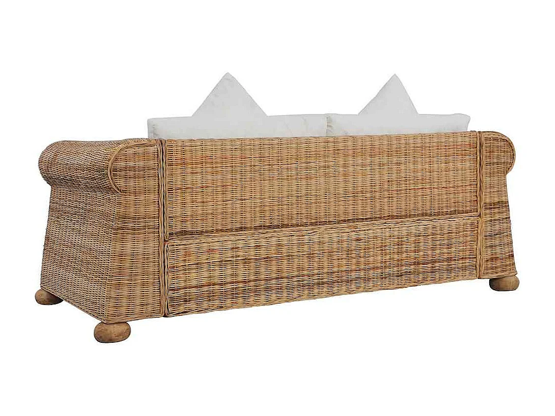 Ensemble de canapés 2 pcs avec coussins Rotin naturel