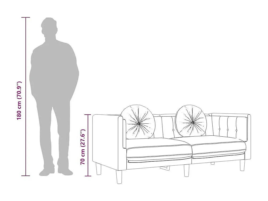 3-Sitzer Sofa mit Kissen Braun Kunstleder Wildleder-Optik