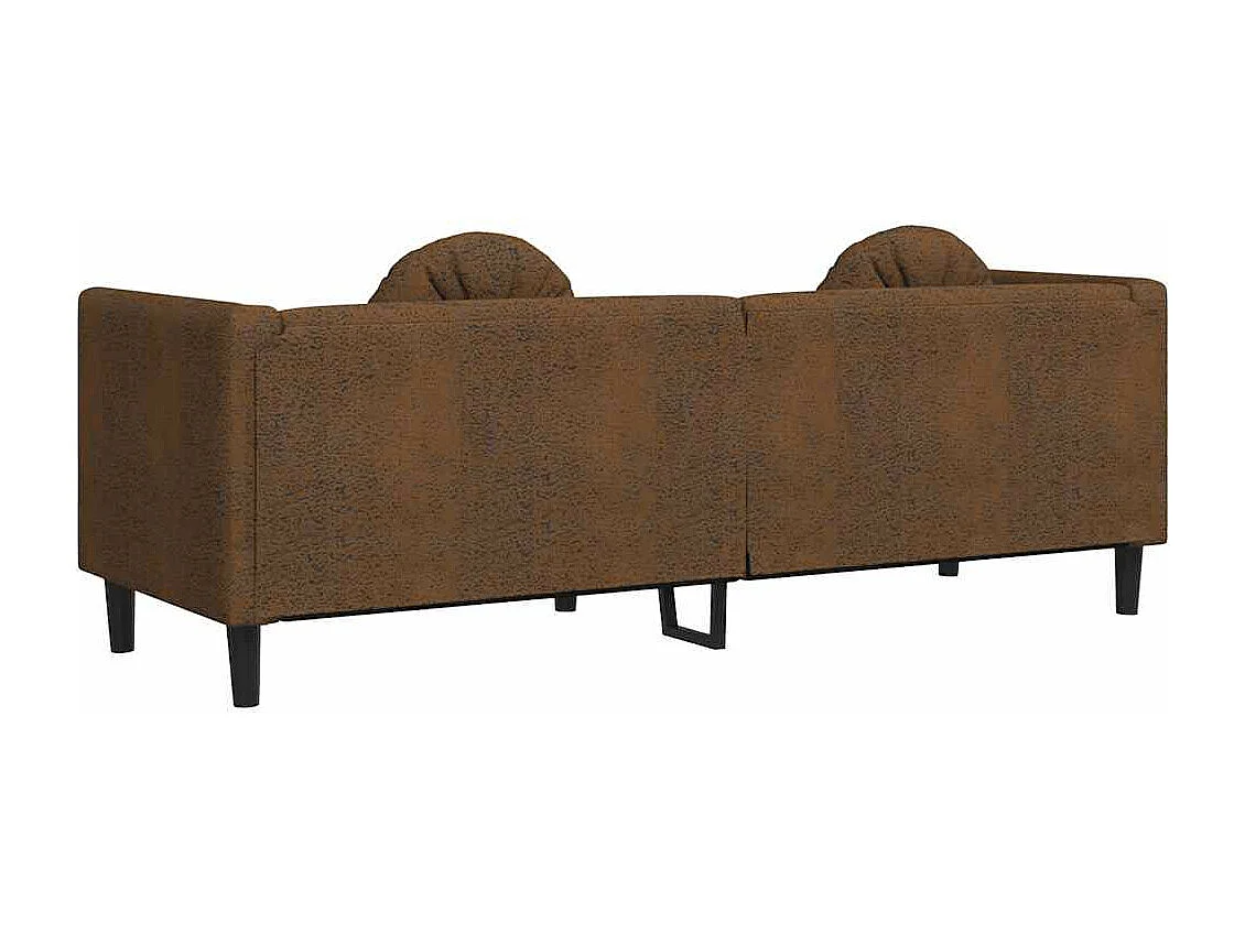 3-Sitzer Sofa mit Kissen Braun Kunstleder Wildleder-Optik