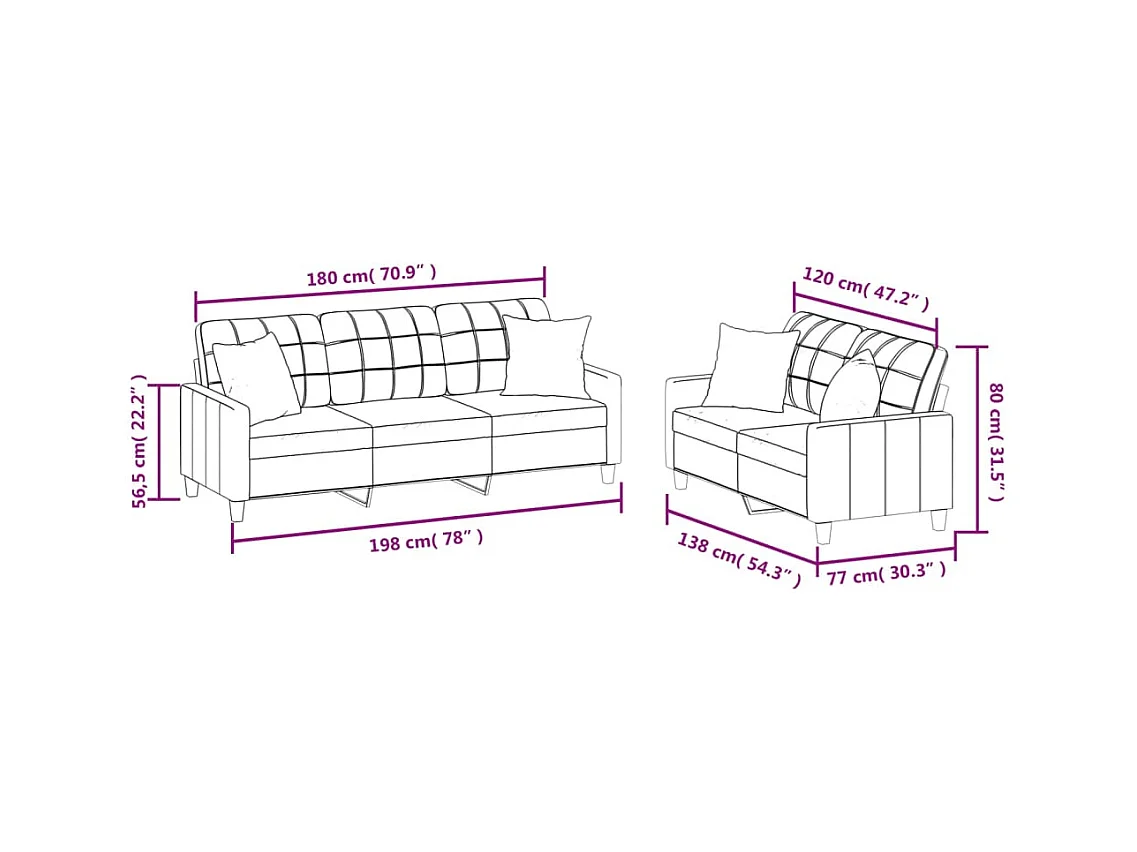 Ensemble de canapés 2 pcs avec coussins noir similicuir