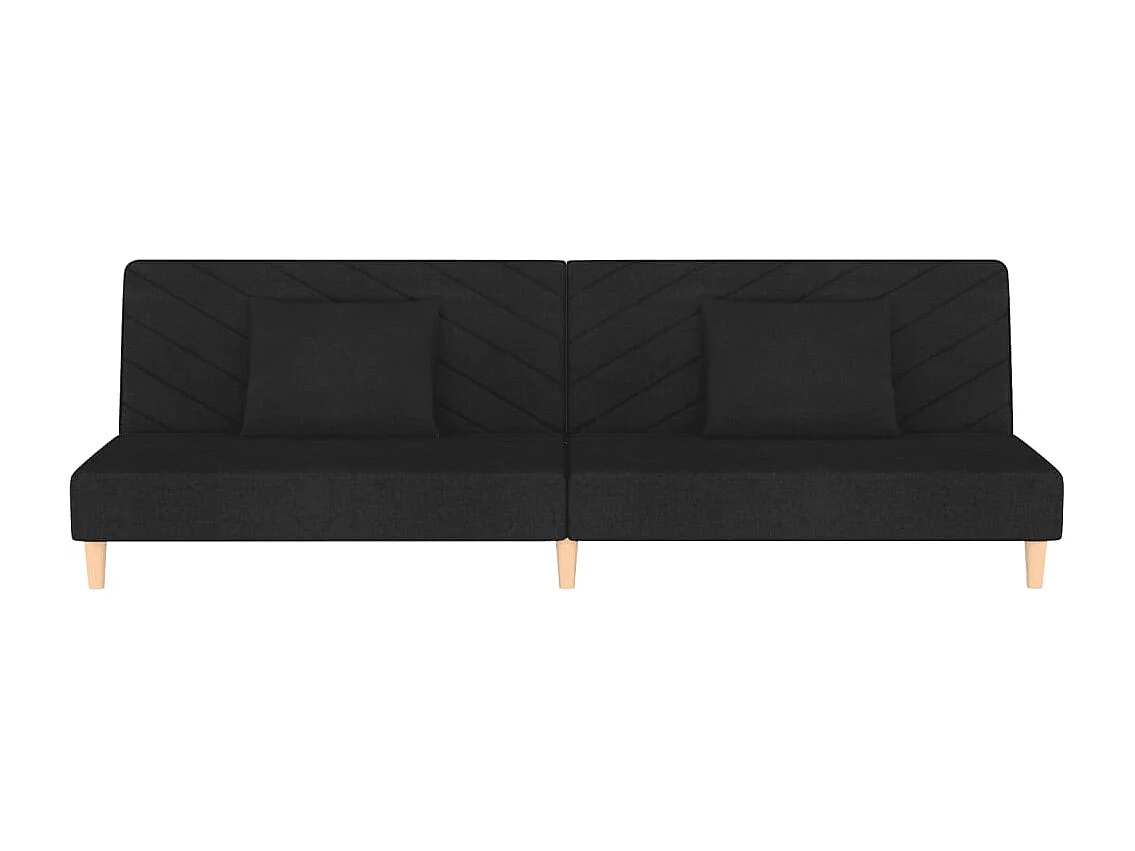 Schlafsofa 2-Sitzer mit 2 Kissen Schwarz Stoff