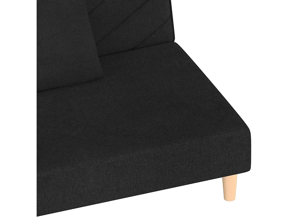 Schlafsofa 2-Sitzer mit 2 Kissen Schwarz Stoff