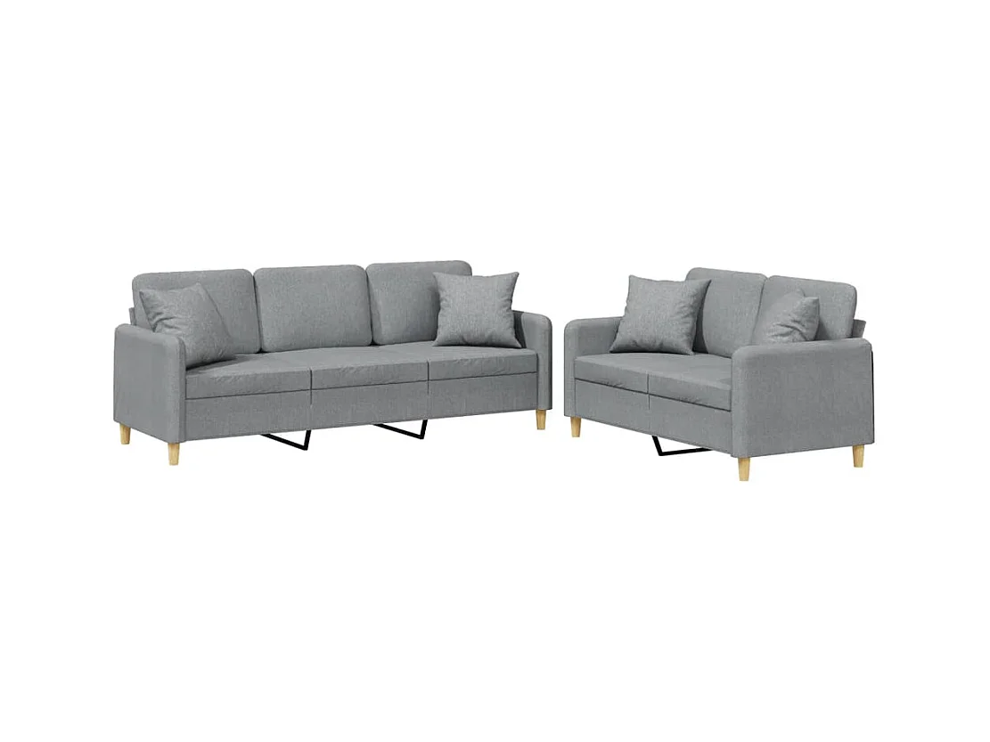 2-delige Loungeset met kussens stof lichtgrijs