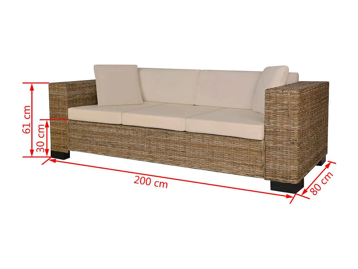 2-zits en 3-zits bankstel rattan