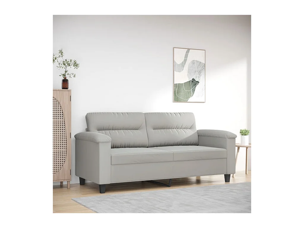 2-Sitzer-Sofa Hellgrau 140 cm Mikrofasergewebe