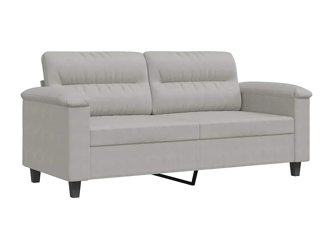 Divano a 2 Posti Grigio Chiaro 140 cm in Tessuto Microfibra
