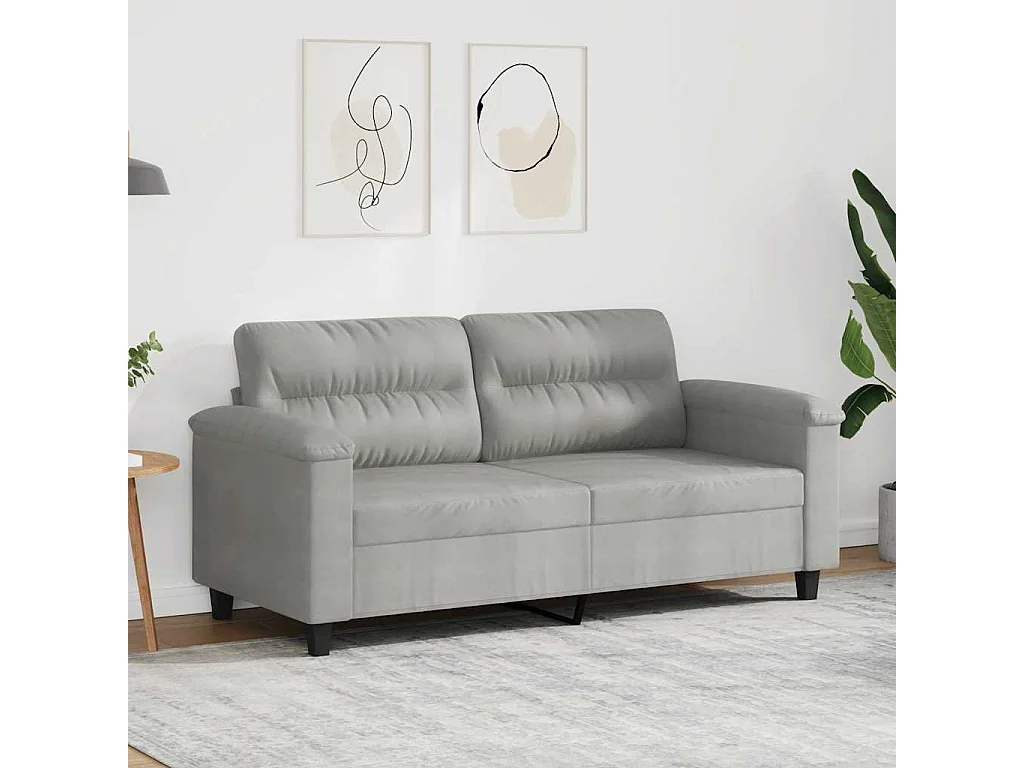 Divano a 2 Posti Grigio Chiaro 140 cm in Tessuto Microfibra