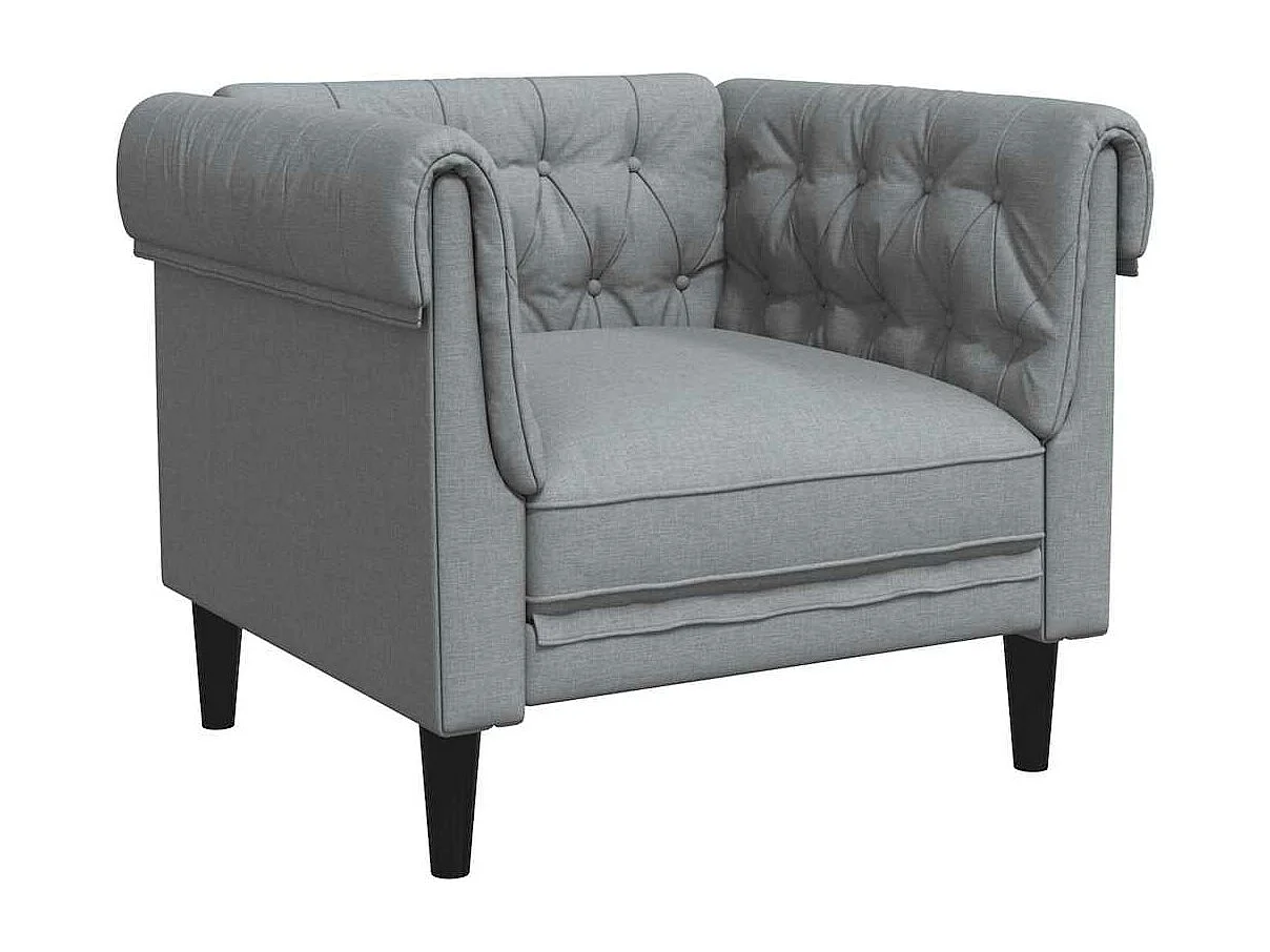 Sillón Chesterfield de tela gris claro