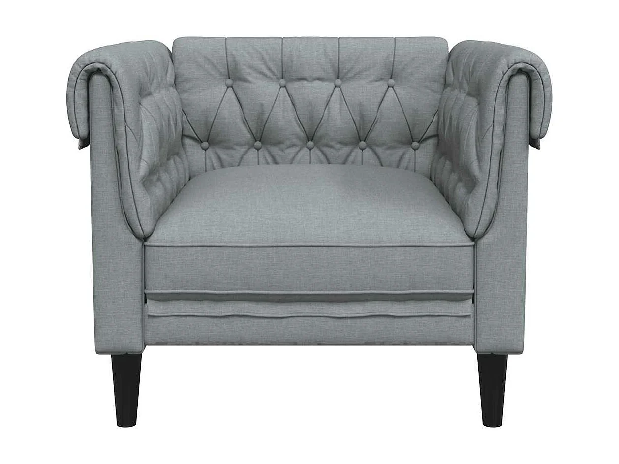 Sillón Chesterfield de tela gris claro