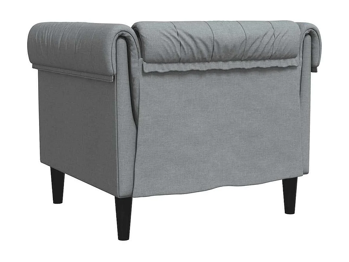 Sillón Chesterfield de tela gris claro